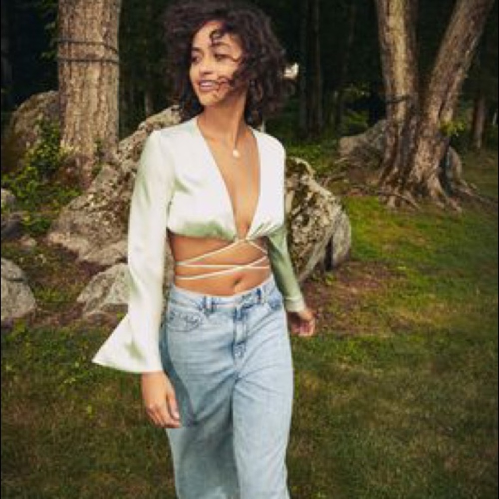 Satin wrap blouse